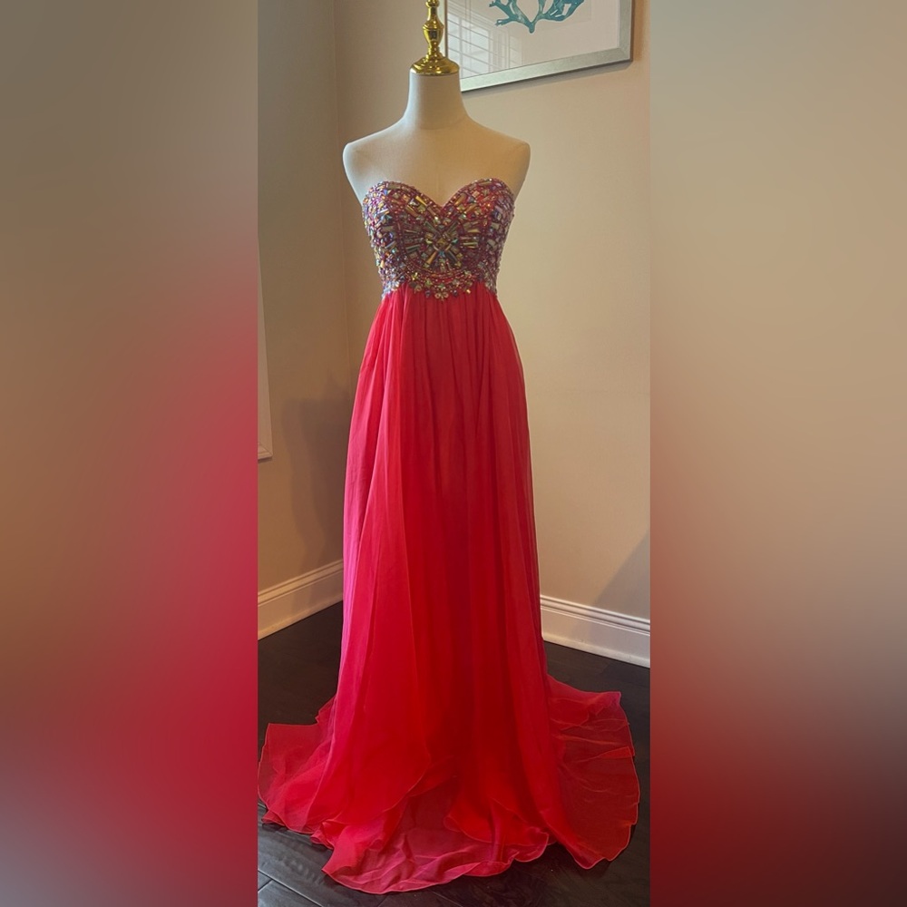 017 Alyce Paris Strapless Red Gown